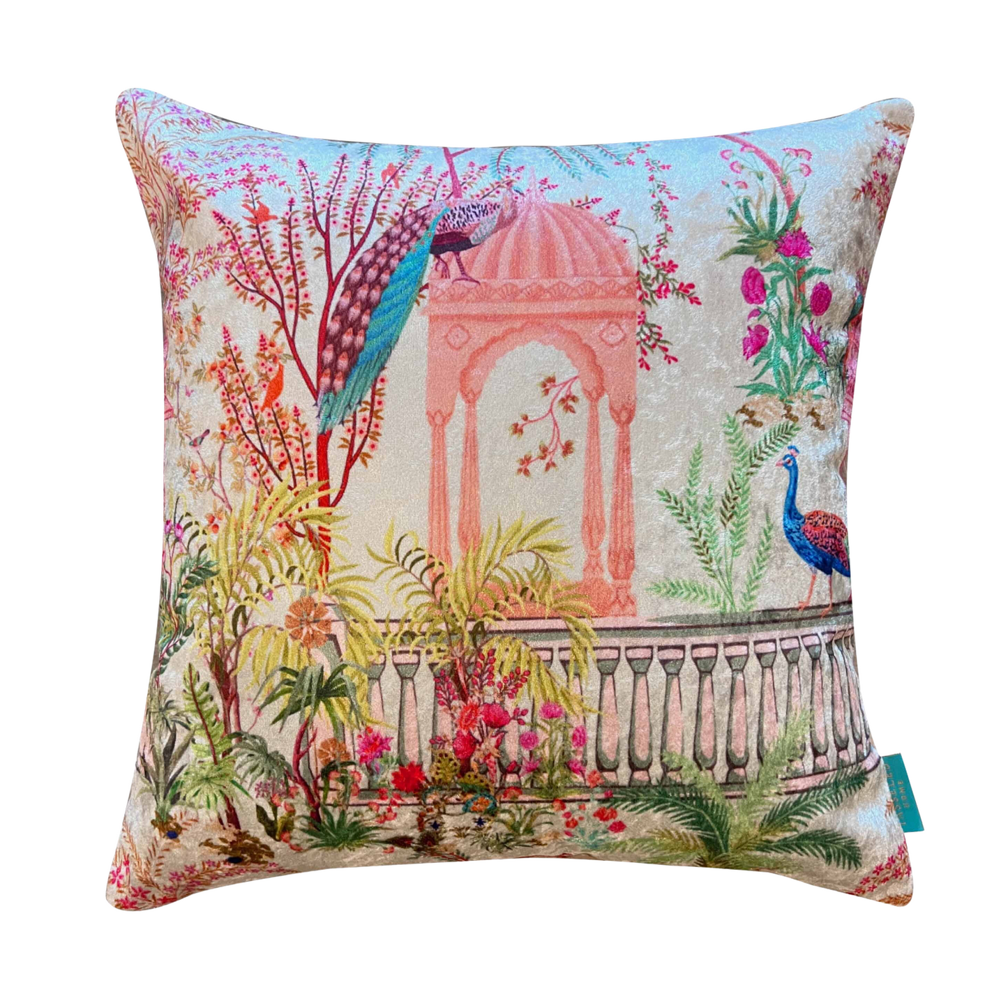 Mughal Scenes Modern Chic Designer Velvet Cushion Cover 