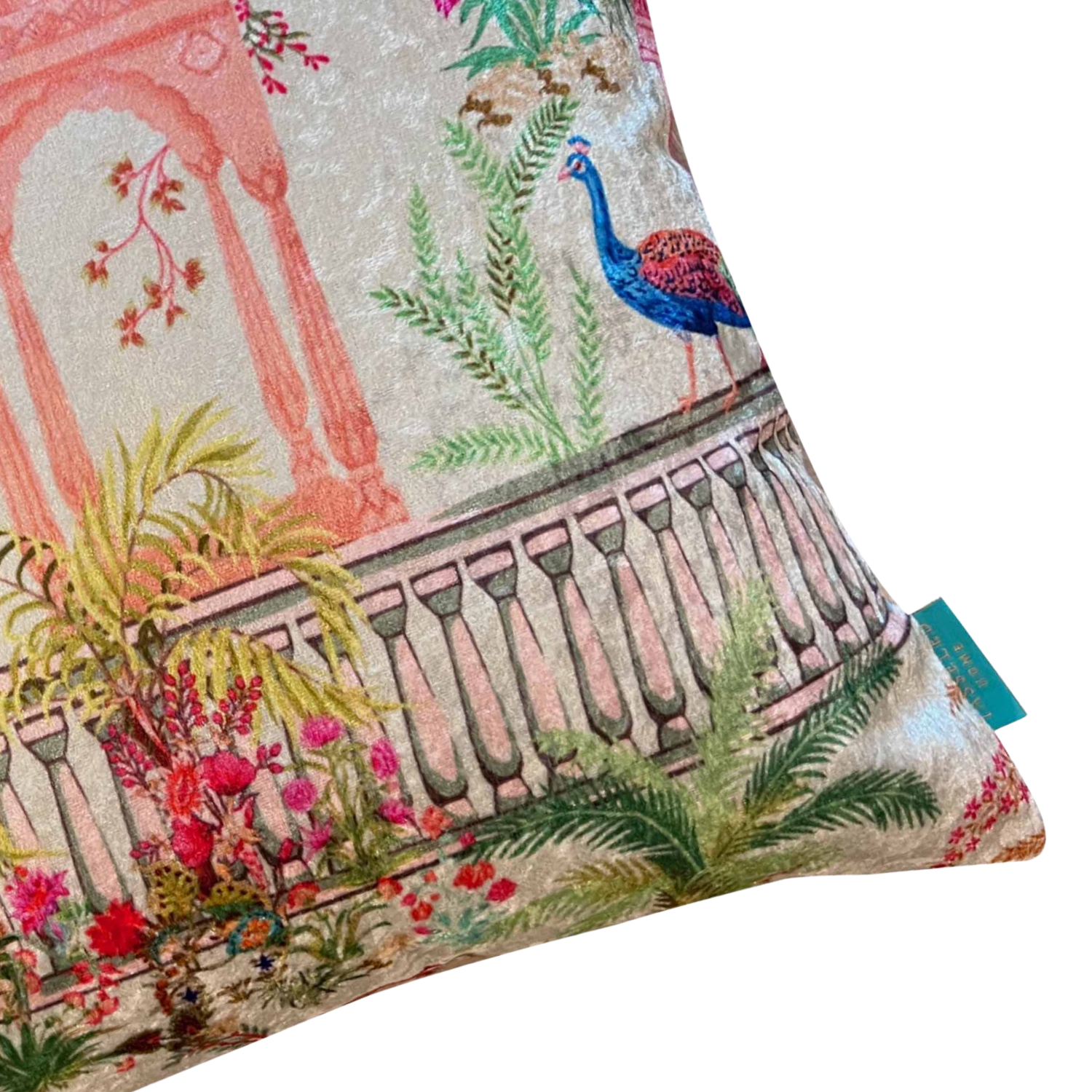 Mughal Scenes Modern Chic Designer Velvet Cushion Cover