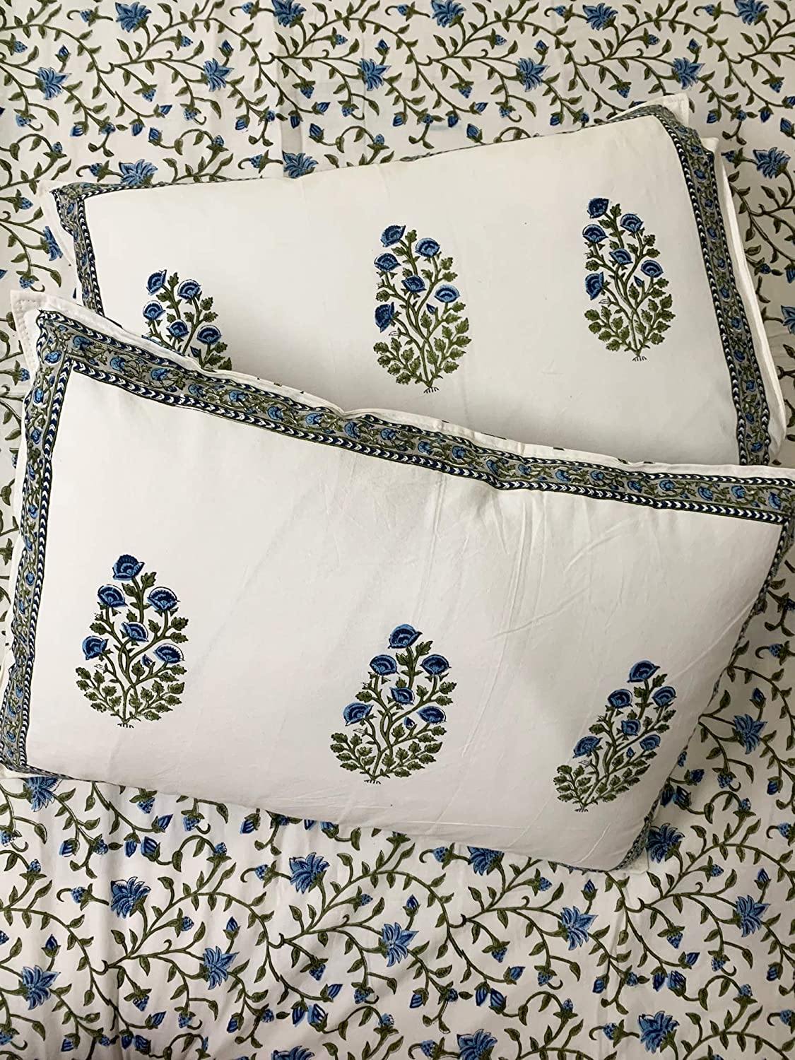 Noor Fine Cotton Block Print King Size Bedsheet 