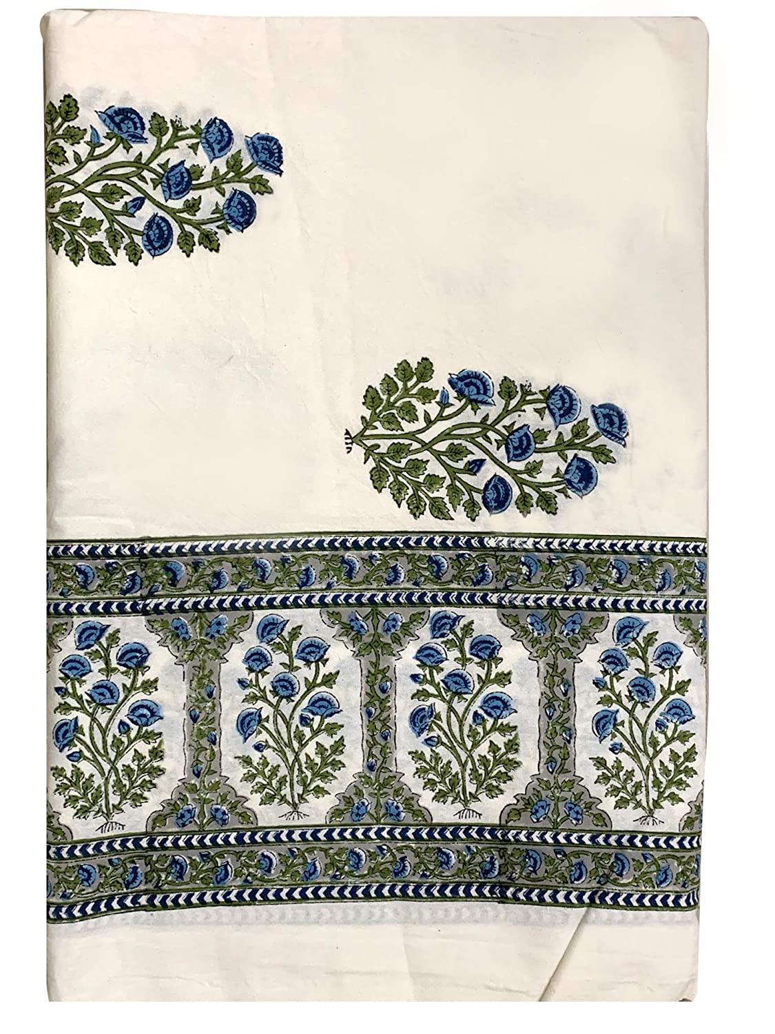 Noor Fine Cotton Block Print King Size Bedsheet 