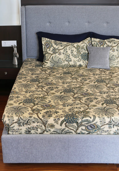 Cotton Block Print King Size Bedsheet With Pillow Covers